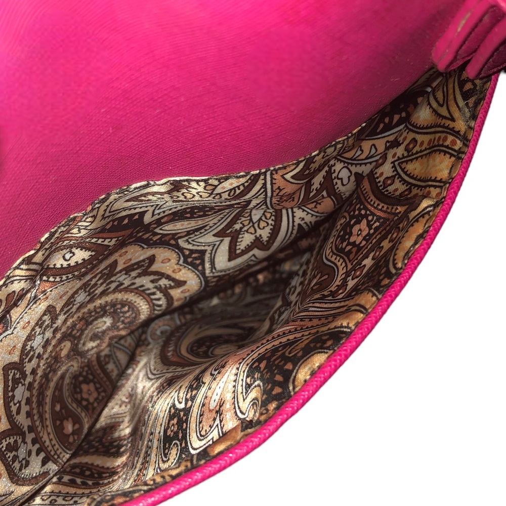 Pink Purse Shoulder Bag Zipper Double Handles Multi Pockets Fabric Handb… - Picture 4 of 8
